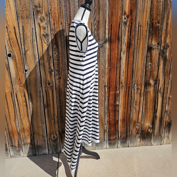 J. Crew High Low Hem Blue White Sleeveless Maxi Dress L - Picture 4 of 8